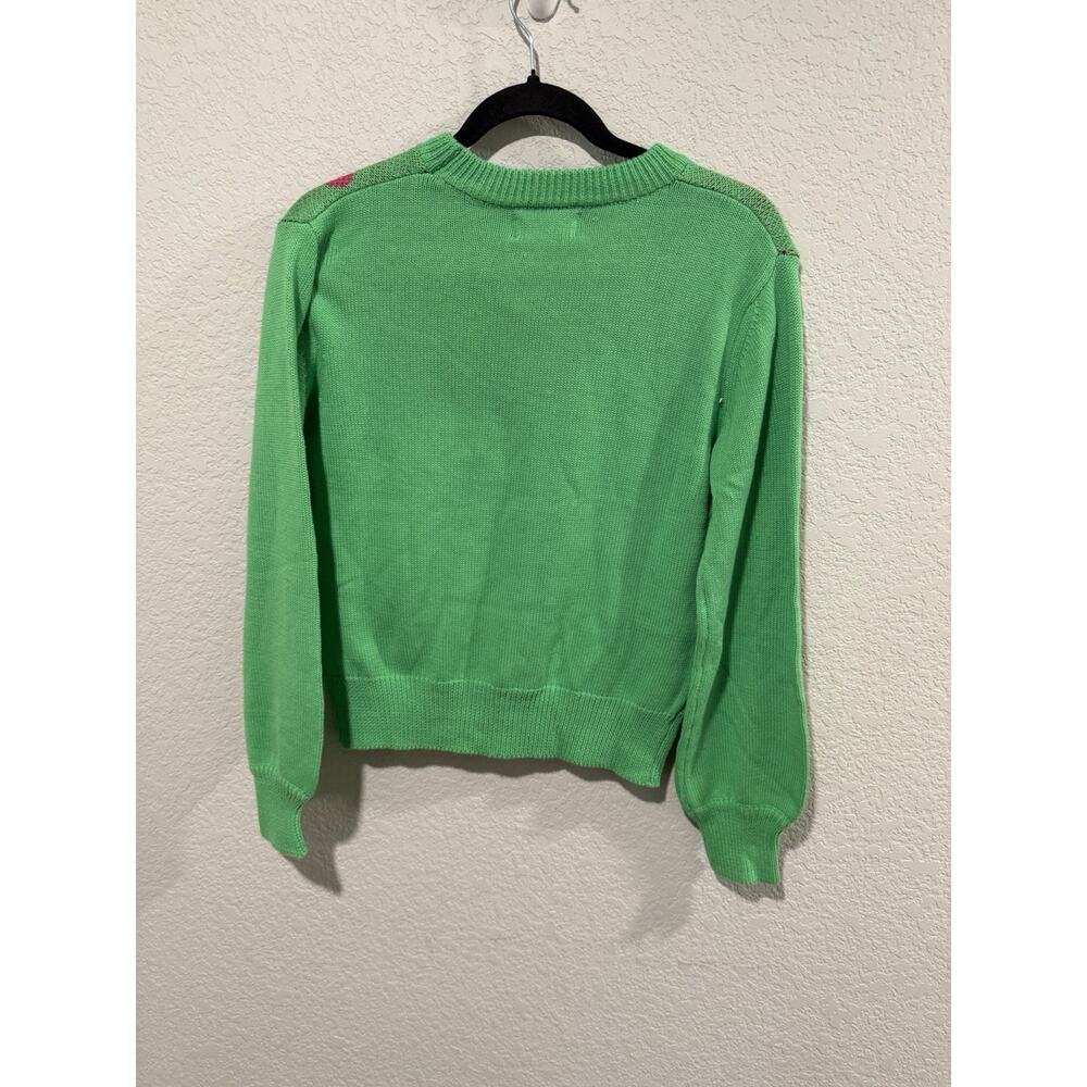 Oxknit Women’s Green Sweater Cat And Floral Design Size Small NWT - Picture 6 of 6